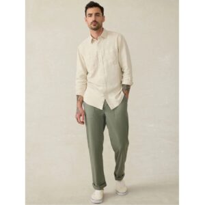 Faherty Tried & True Chambray Workshirt - Coastal Cream