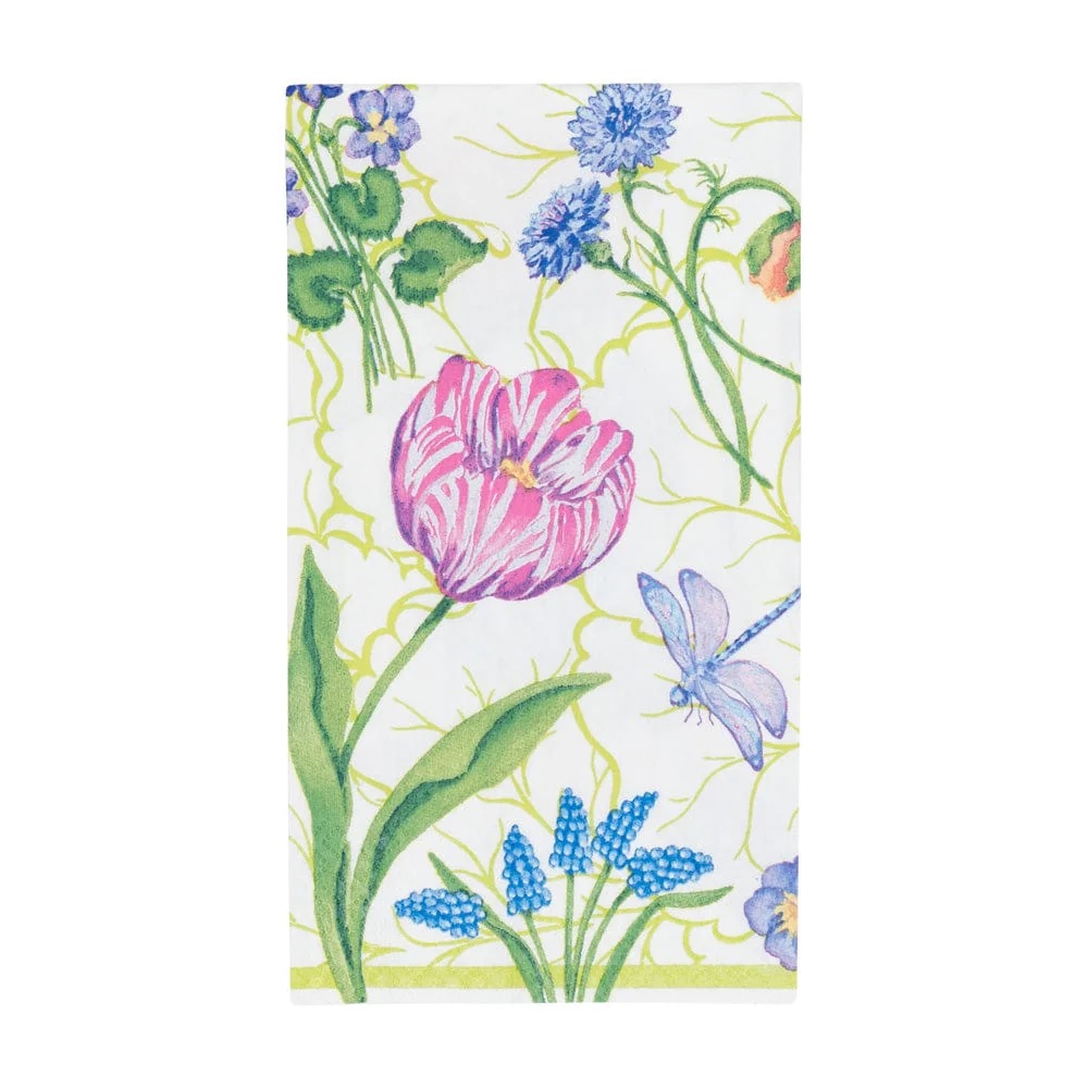 Caspari Floral Majolica Paper Guest Towel Napkins