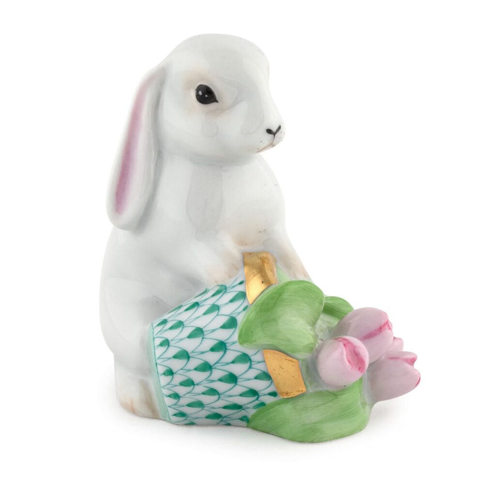 Herend Flowerpot Bunny - Green