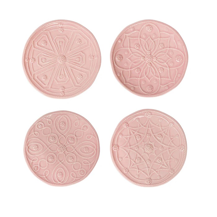 Jardins Du Monde Side/Cocktail Plate Assorted Set/4 - Blush