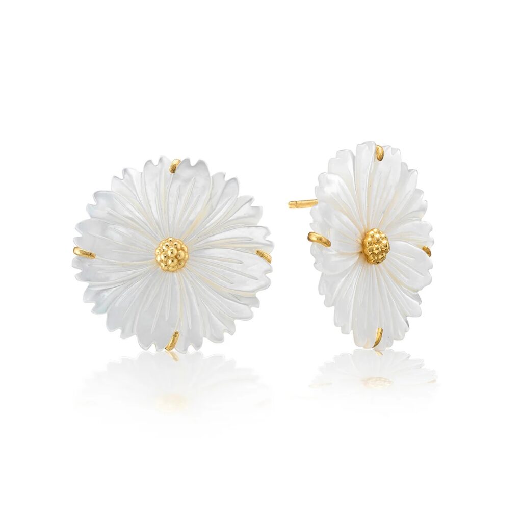 Mermaid Garden Blossom Stud Earrings - MOP