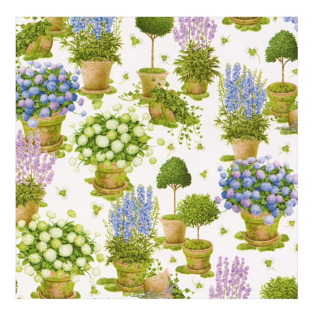 Caspari Potted Hydrangeas Gift Wrap