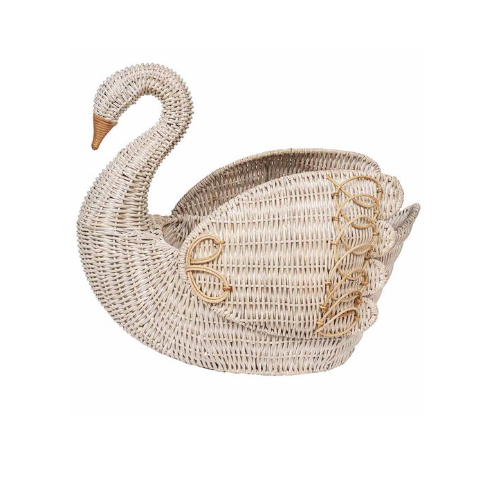 Juliska Provence Rattan Swan Basket - Whitewash